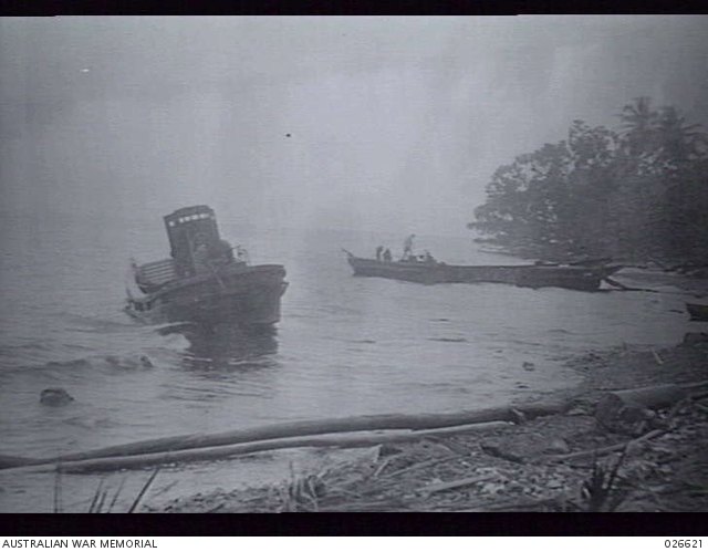 Japanese barges at Milne Bay, photographed in September 1942.