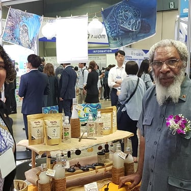 A Milne Bay Organics display at an exhibition