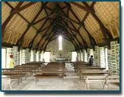 Interior of Kwato church. Photograph: Doini Island Plantation Resort.
