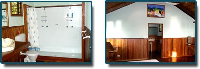 Interior views of the bungalows at Doini Island Plantation Resort.