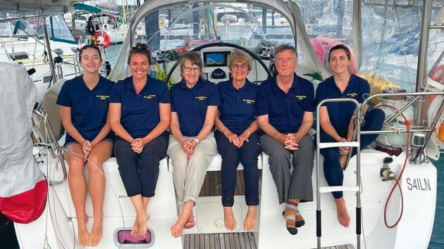 The crew of Essex Girl before departing on their Louisiades aid voyage.